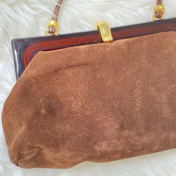 VINTAGE Italy Tortoise Shell Leather bag Purse - Picture 1 of 11